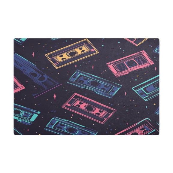Cassette Tapes Pattern Coffee Machine Mat Kitchen Dish Drying Matst Absorbent Water 11.8''x17.7''