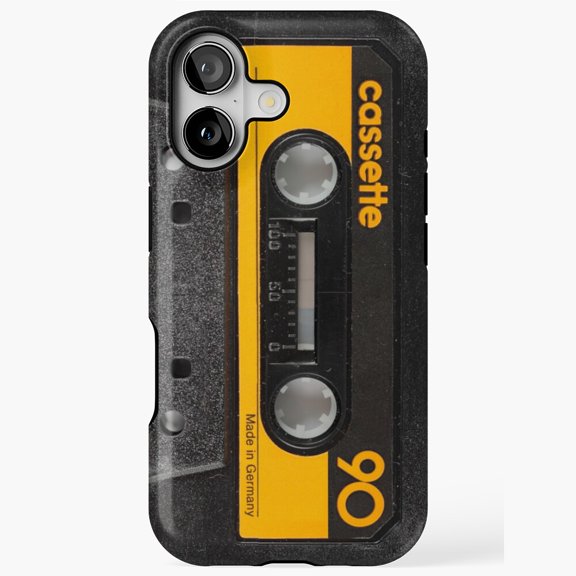 Cassette Yellow Retro Music Case for iPhone 17 16 15 14 13 12 11 Pro Max