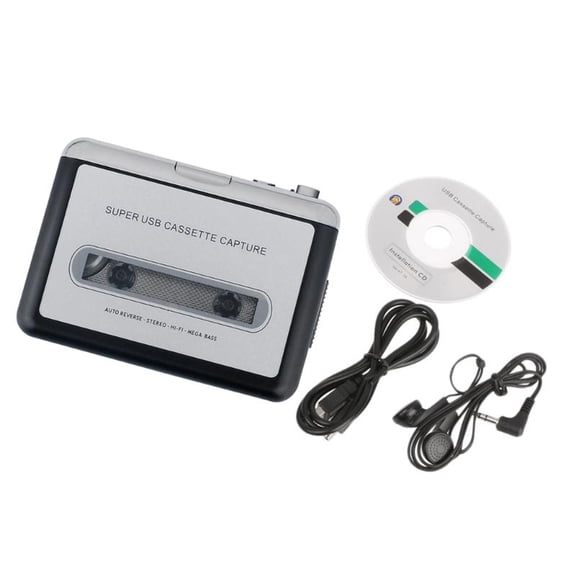 Cassette to MP3 Converter Digital Cassette Player Converts Tape to MP3 USB Flash Drive MP3 Converter with 3.5mm Port