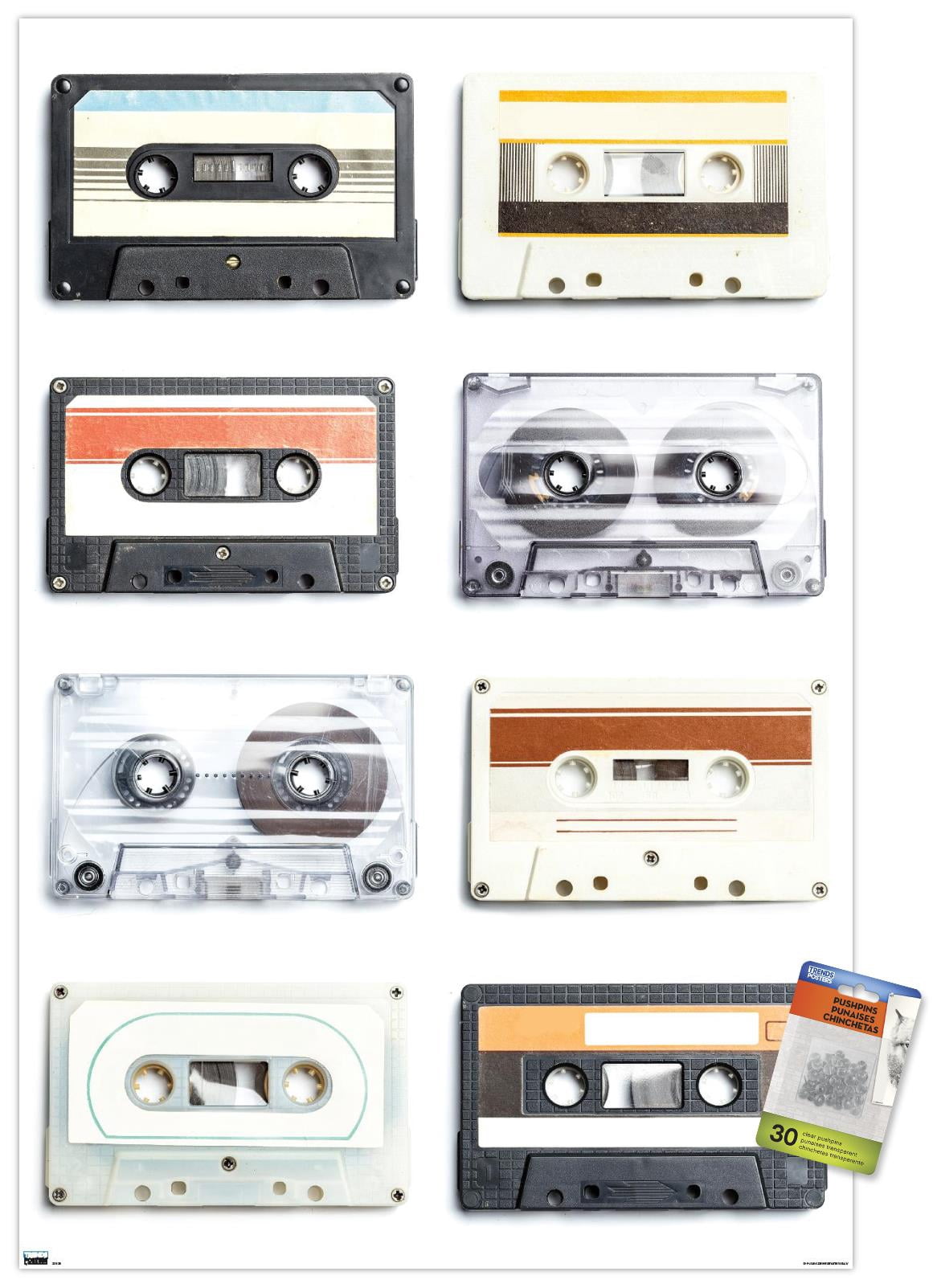 Cassettes Wall Poster with Pushpins, 22.375" x 34"