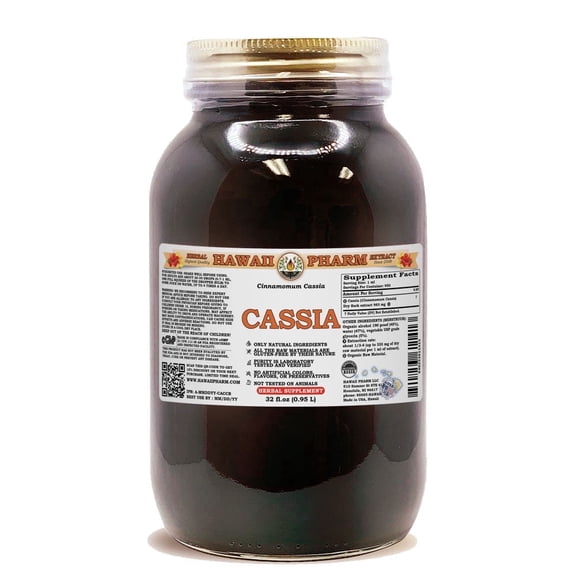 Cassia (Cinnamomum Cassia) Dry Bark Liquid Extract. Expertly Extracted by Trusted HawaiiPharm Brand. Absolutely Natural. Proudly made in USA. Tincture 32 Fl.Oz