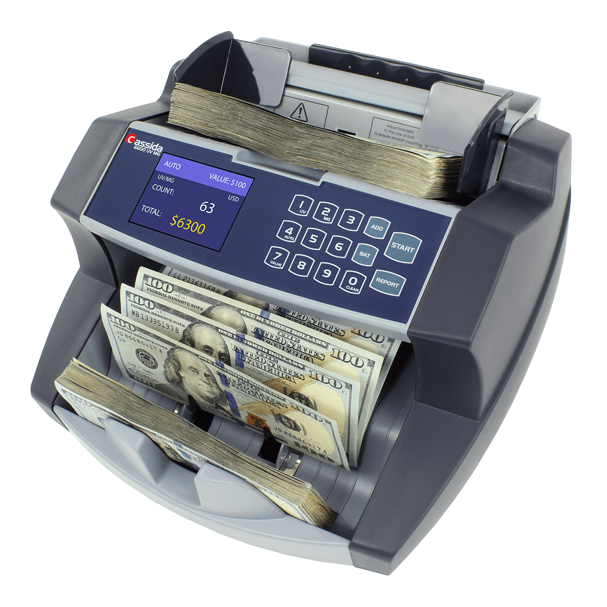 Cassida 6600 UV/MG High-Speed Banknote Counter with LCD Display