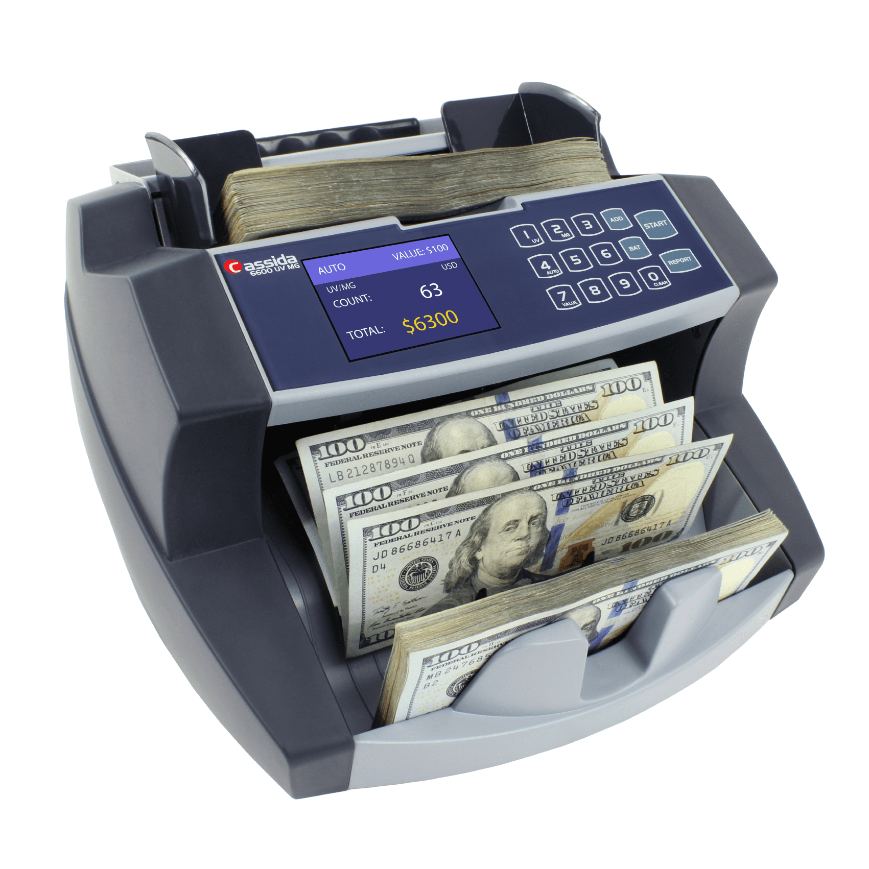 Cassida 6600 UV/MG Business Money Counter – 1,400 Notes/Min, UV/MG/IR Detection, ValuCount & Batch Modes, Includes Dust Cover