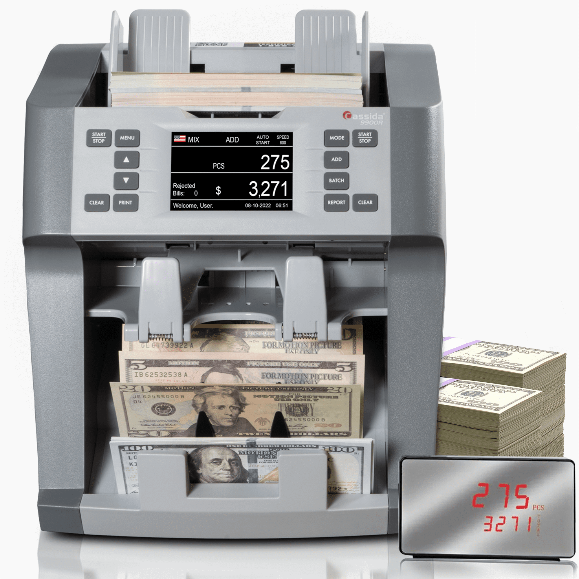 Cassida 9900R 2Pocket Mixed Denomination Bill Counter Flawless Way to