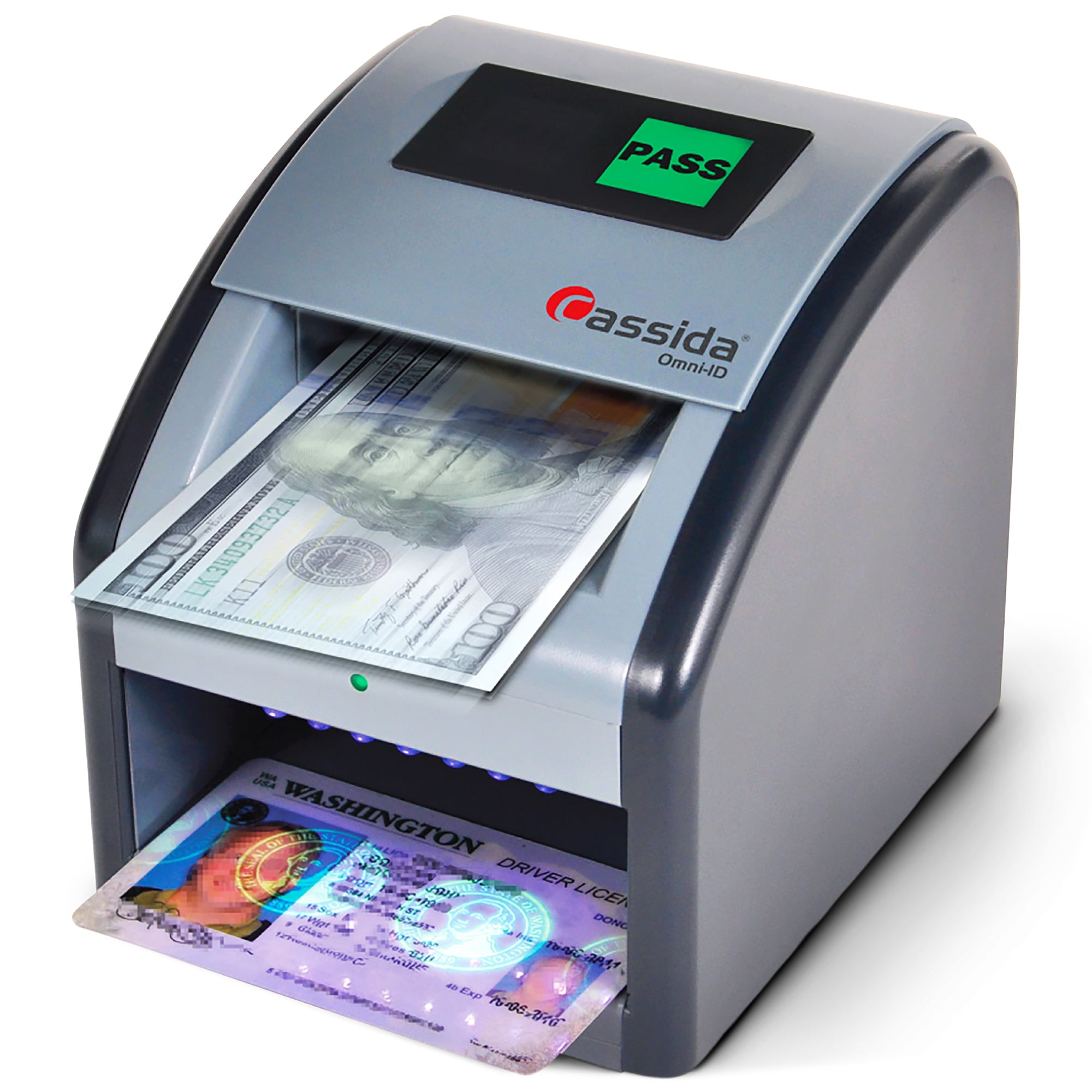 Cassida Omni-ID Counterfeit Detector with the Ability to Verify the Authenticity of ID Cards, and Credit Cards