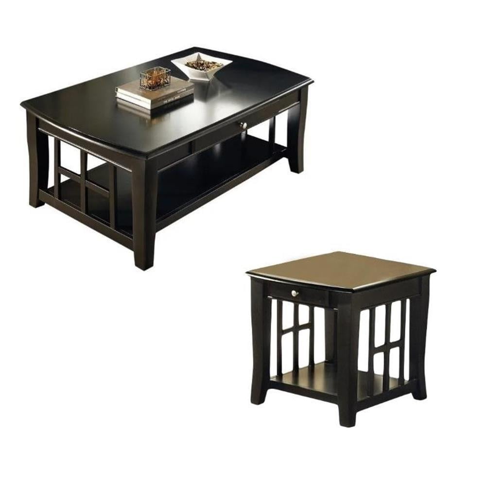 Cassidy Black Wood Coffee Table and End Table Set