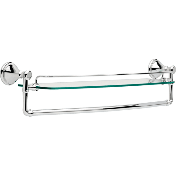 Cassidy 24 Inches W Wall Mount Glass Shelf with Bar in Chrome