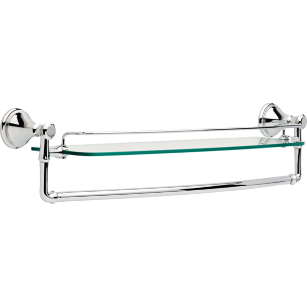 Cassidy 24 Inches W Wall Mount Glass Shelf with Bar in Chrome