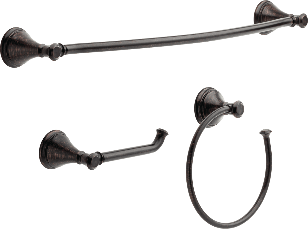 Venetian Bronze 3-Piece Bathroom Hardware Set with Towel Bar, Ring, and Holder