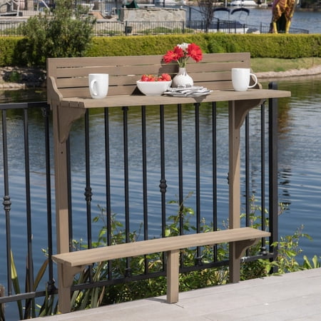 Cassidy Outdoor Finish Acacia Wood Balcony Bar Table, Grey