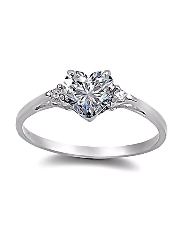 Cassie: 0.81ct Heart Cut Russian Ice on Fire CZ Promise Friendship Ring sz 4.0