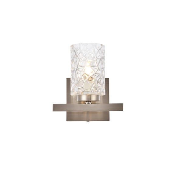 Cassie 1 light bath sconce in satin nickel with clear shade