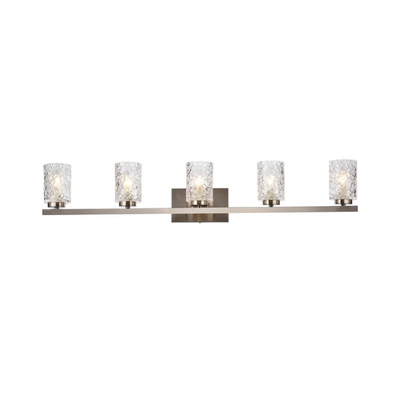 Cassie 5 lights bath sconce in satin nickel with clear shade