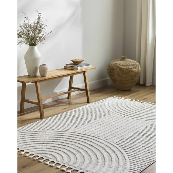 BoutiqueRugs Cassie Contemporary Area Rug - Cream, Peach - 6'7" Square