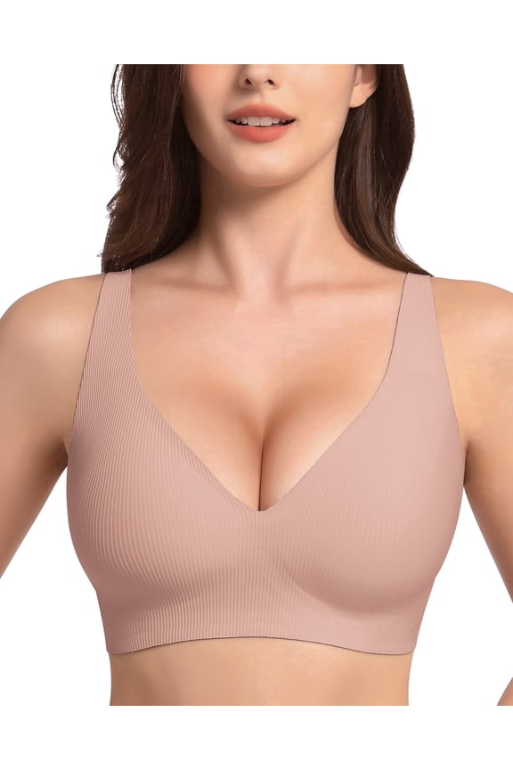 Deep V Bras for Women No Underwire Jelly Wireless Push Up Bra Comfortable Bralette Seamless T-Shirt Bras