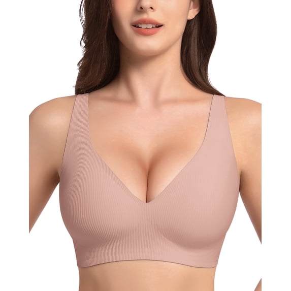Cassie Liz Deep V Bras for Women No Underwire Jelly Wireless Push Up Bra Comfortable Bralette Seamless T-Shirt Bras