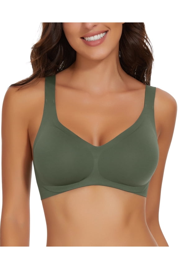 Smoothing Wireless Bras for Women Comfort Seamless Bra Full Coverage Push Up Bra Adjustable Padded Bra