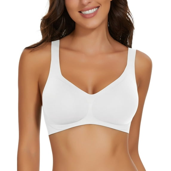 Cassie Liz Smoothing Wireless Bras for Women Comfort Seamless Bra Full Coverage Push Up Bra Adjustable Padded Bra