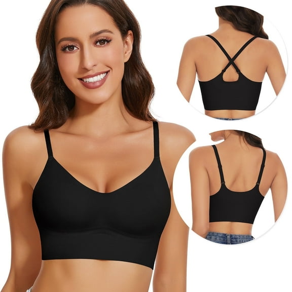Cassie Liz Wireless Bras for Women Comfort Seamless Bra with Convertible Straps