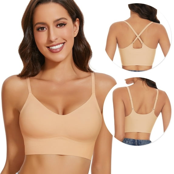 Cassie Liz Wireless Bras for Women Comfort Seamless Bra with Convertible Straps