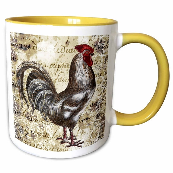 3drose, Cassie Peters Chickens, 11oz Two-tone Yellow Mug
