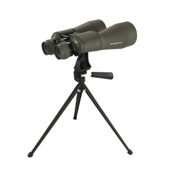 Cassini 10-30 x 60 ZOOM Day and Night Binocular brings images from 10 to 30 x closer with exra large 60mm Objective lens for bright and wide views of the Moon. Tabletop Tripod and Shoulder Case