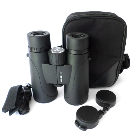 Cassini 10 x 50mm Nitrogen Purged Waterproof & Fogproof Compact Binocular with BAK4 Prisms, Twist Up Eyecups , Shoulder Case and Tripod Port