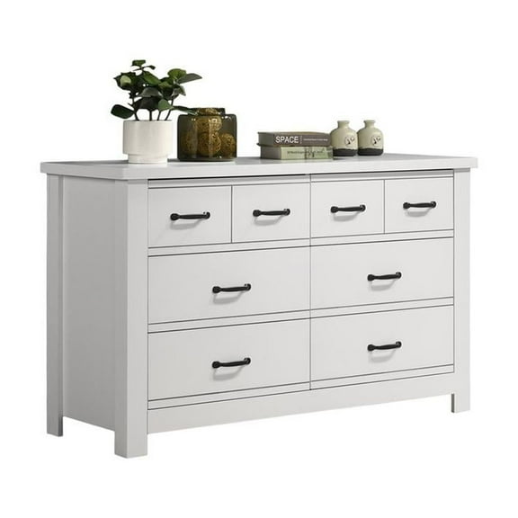 Cassini 51"W White Engineered Wood 6-Drawer Double Dresser