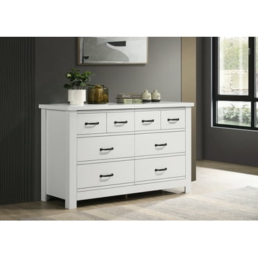 Cassini 51" White 6-Drawer Dresser,White Engineered Wood Furniture Bedroom Dressers Chests Wardrobes