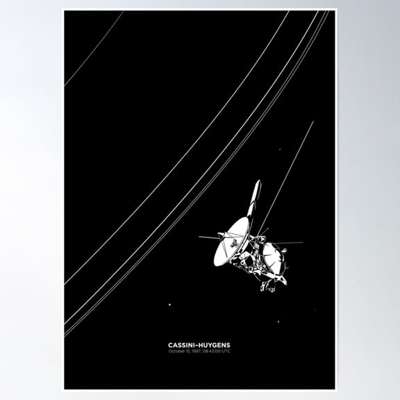 Cassini-Huygens Poster Wall Art, Modern Wall Decor, 12x18 UNFRAMED