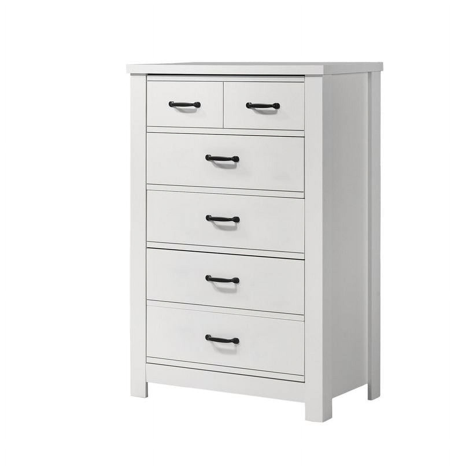 Cassini White Engineered Wood 5-Drawer Chest with Black Handles
