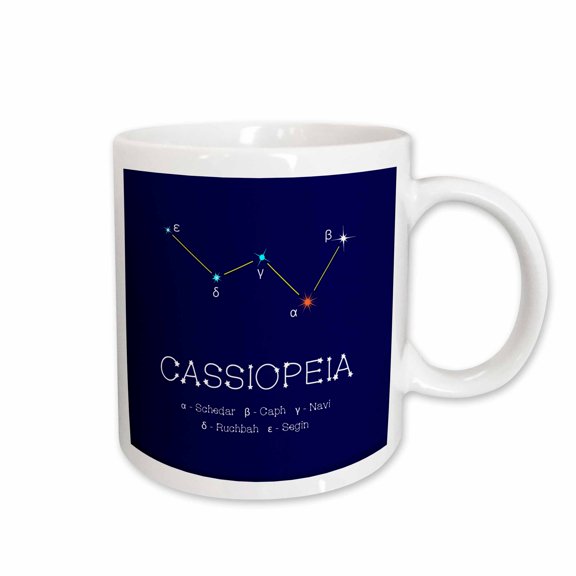 3drose, Cassiopeia Star Asterism. Star Colors, Names. Elegant Astronomy, 11oz Mug