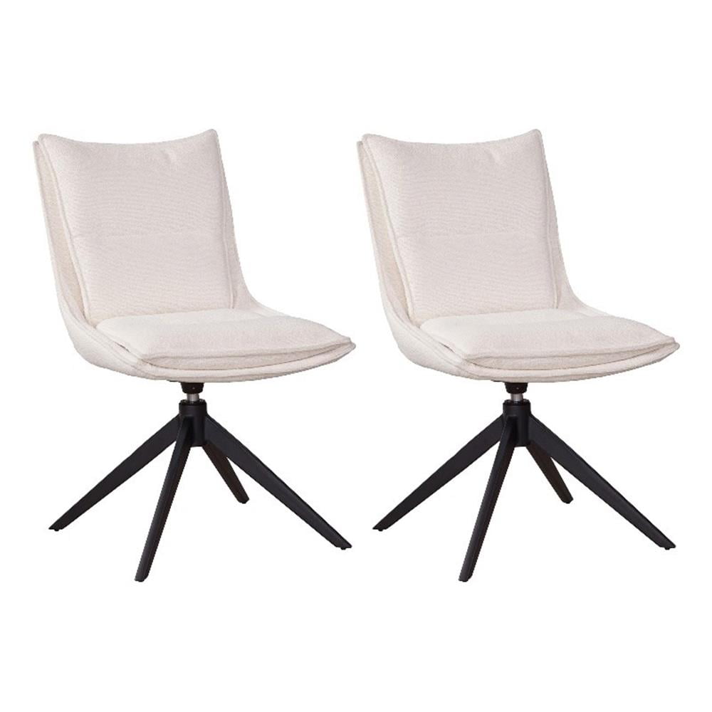 Vista White Upholstered Metal Swivel Side Chair Set