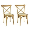 thumbnail image 1 of Cassis Classic Traditional X-Back Wood Rattan Dining Chair, Natural (Set of 2), 1 of 9