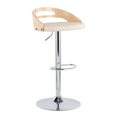 thumbnail image 1 of Cassis Mid-Century Modern Adjustable Barstool With Swivel In Natural Wood And Cream Faux Leather, 1 of 7