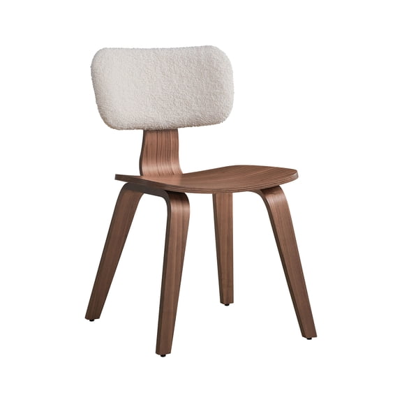 Casson White Boucle 7 Walnut Finish Side Chair (Set of 2)