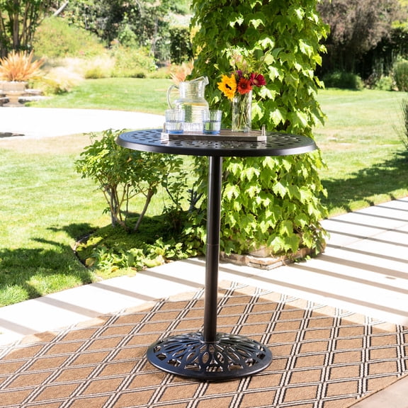 Cast Aluminium 35'' Bar Table for Outdoor Standing with Drink / Stable and Portable with Filigree