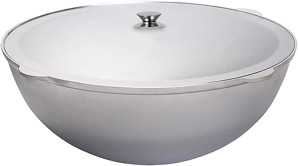 Cast Aluminum Asian Cauldron with Lid Aluminum Kazan, Dutch Oven Pot, Camping Cookware Kitchen Pot, Oven Safe Caldero, Gray ((15 L))