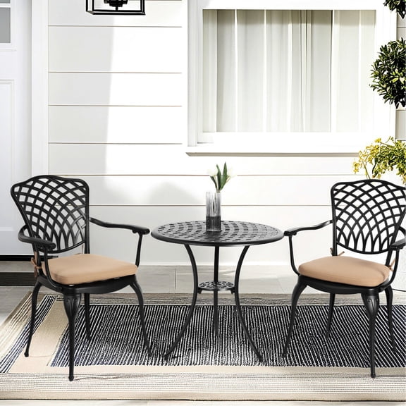 Cast Aluminum Bistro Table and Chairs Set / Weather - Resistant for Patio and Garden