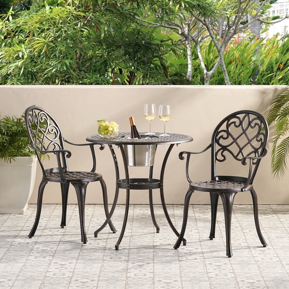 Cast Aluminum Bistro With Ice Bucket - Ideal For Outdoor Use, Copper Colored Gathering