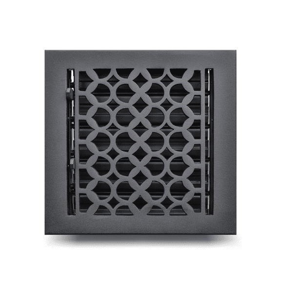 Cast Aluminum Floor Register with Holes and Matching Screws | Powder Coated Floor Vent Covers | Air Vent Covers for Floors, Walls & Ceiling | Size 8" X 8" VR-100 | Black