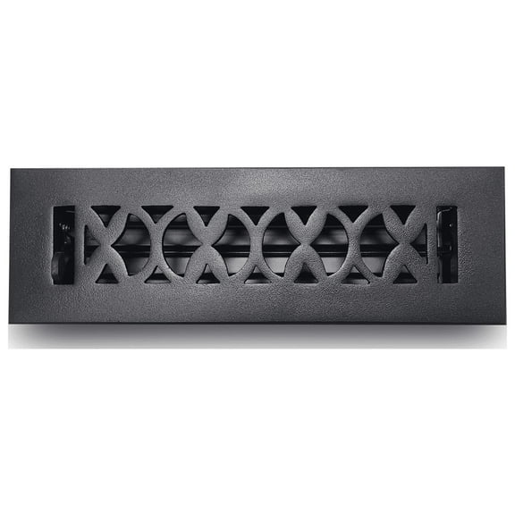 Cast Aluminum Floor Register with No Holes | Modern Design Heavy Duty Cast Aluminum | Metal Floor & Wall Surface Mount Register | Size 2″ x 10″ VR-100 | Black