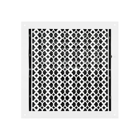 Cast Aluminum Floor Register with holes and matching screws | Modern Design Heavy Duty Cast Aluminum | Metal Floor & Wall Surface Mount Register | Size 14" X 14" VR-100 | White