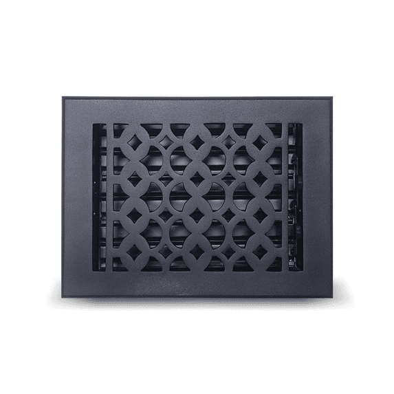 Cast Aluminum Floor Register with holes and matching screws | Modern Design Heavy Duty Cast Aluminum Vent Covers | Air Vent Covers for Floors, Walls & Ceiling | Size 6" X 8" VR-100 | Black