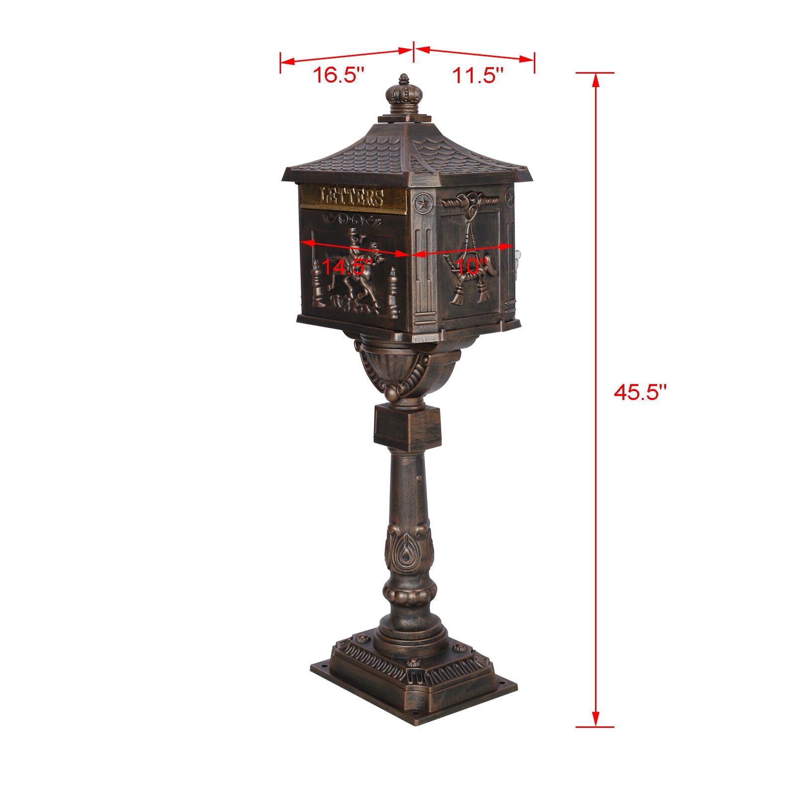 Cast Aluminum Mail Box,Postal Box , Mailbox Color Bronze, - Walmart.com