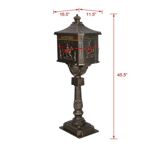 Cast Aluminum Mail Box,Postal Box , Mailbox Color Bronze,