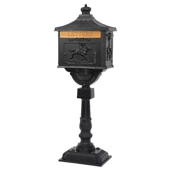 Cast Aluminum Mailbox, Locking Residential Mailboxes with Keys, Rust-Proof Large Capacity Post-Mount Mailboxes (Black)