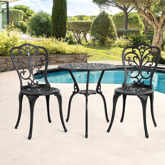 Cast Aluminum Outdoor Bistro | Rust-Resistant & Fits Well | Garden, Backyard Space