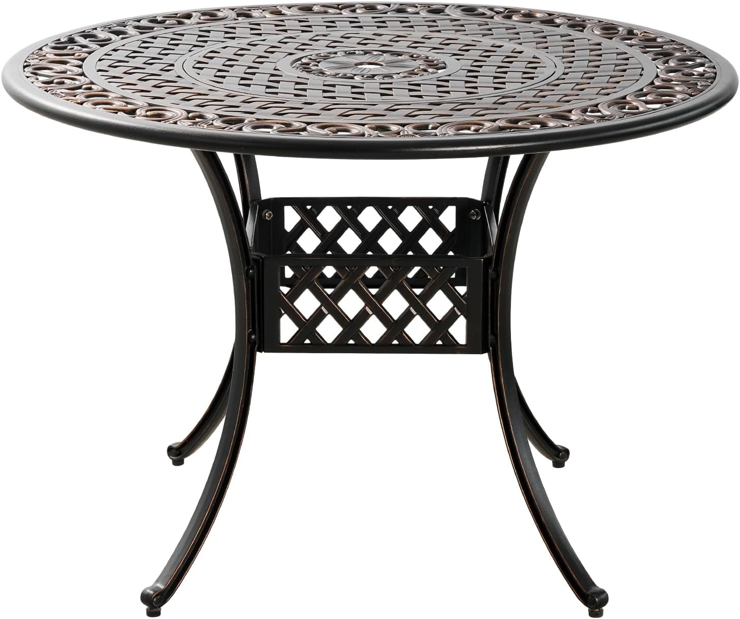 Cast Aluminum Outdoor Dining Table 42" Round Patio Dining Table with 1. ...