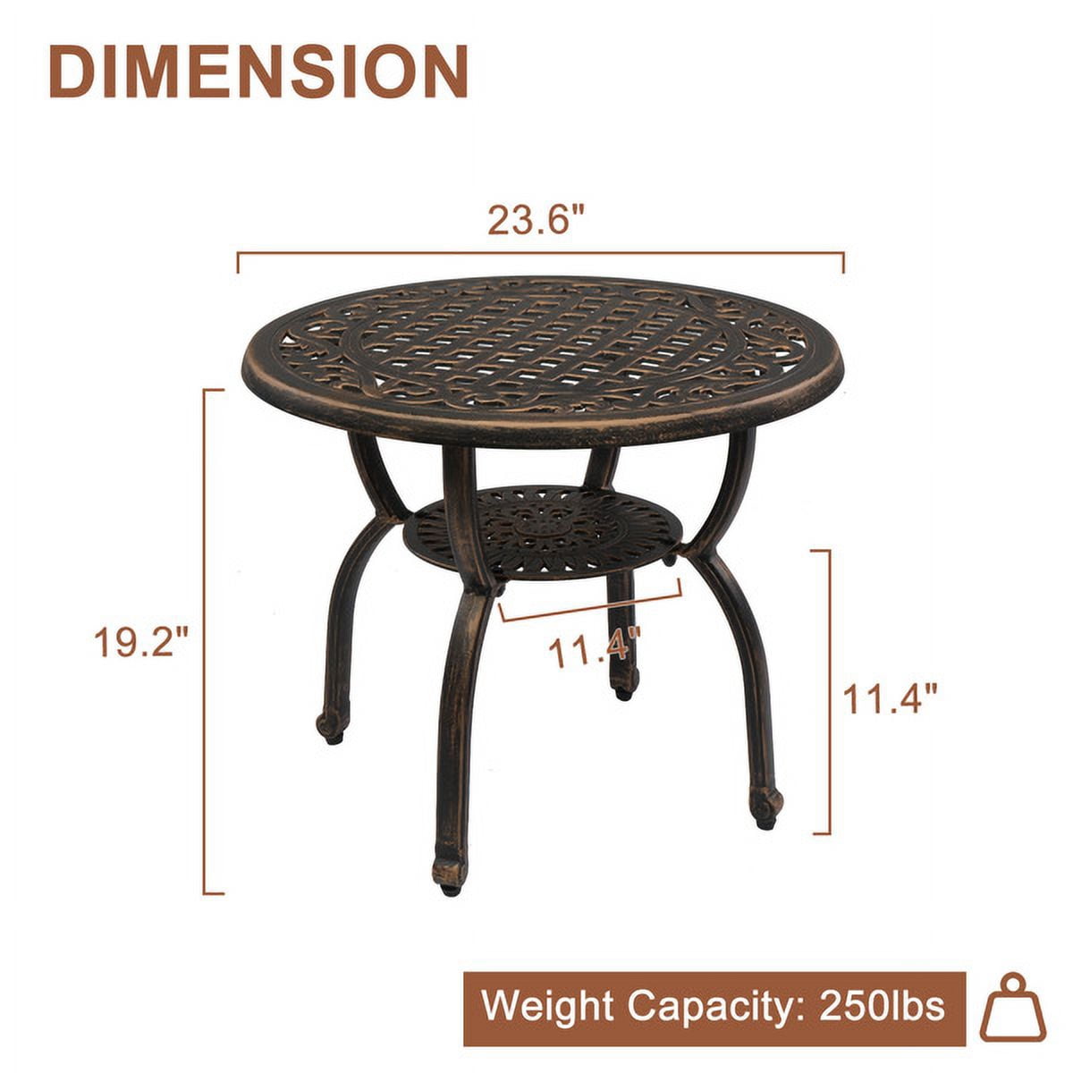 Cast Aluminum Outdoor Side Table, Anti-Rust Outdoor Round End Table ...